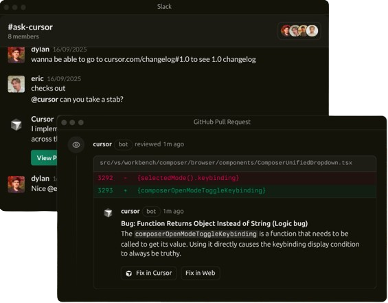 Cursor GitHub Preview in action
